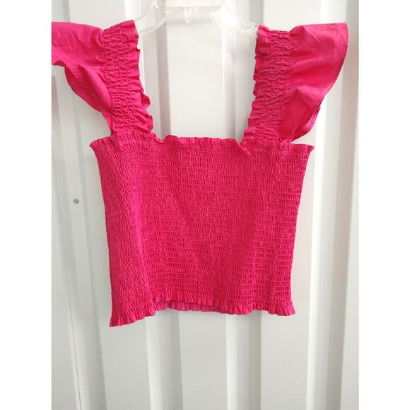 OPT One Pretty Time Crop Top Ruffled Large Pink NWT - Picture 4 of 6